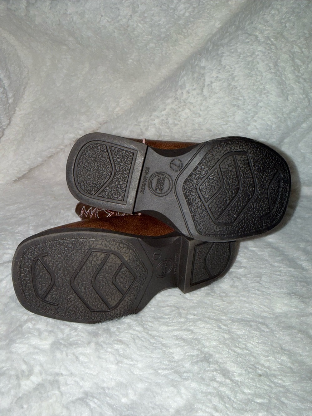 Kids Brown Cowboy Boots with Pink Trim - Picture 6 of 7